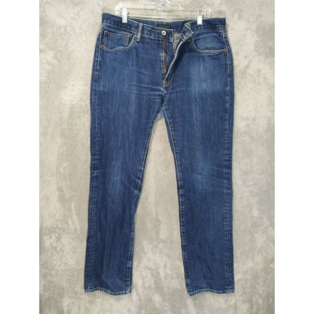 UNIQLO Jeans Mens 36x34 Blue Kaihara Denim Regular Fit Straight Leg Mid Rise